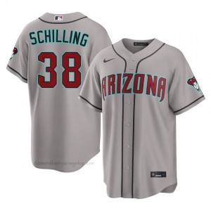 #38 Curt Schilling Gray On-Field Style Baseball Jersey | Men Authentic Diamondbacks MLB Apparel 8jc5M887