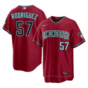 #57 Eduardo Rodriguez Crimson On-Field Style Baseball Jersey | Men Authentic Diamondbacks MLB Apparel uM257W67