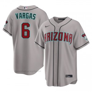 #6 Ildemaro Vargas Gray On-Field Style Baseball Jersey | Men Authentic Diamondbacks MLB Apparel 18RM6M72