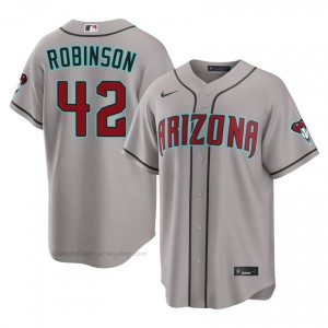 #42 Jackie Robinson Gray On-Field Style Baseball Jersey | Men Authentic Diamondbacks MLB Apparel 5K58a380