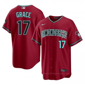 D-Backs Mark Grace #17 Crimson Men Premium Jersey | MLB Collectible Baseball Uniform n4dv2214