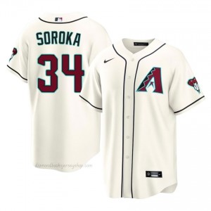 #34 Michael Soroka Cream On-Field Style Baseball Jersey | Men Authentic Diamondbacks MLB Apparel 6KyeqJ13
