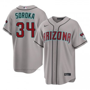 Michael Soroka #34 Gray Baseball Jersey | Men ARI Diamondbacks Premium MLB Uniform 5888Yw80