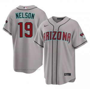 #19 Ryne Nelson Gray On-Field Style Baseball Jersey | Men Authentic Diamondbacks MLB Apparel 22Sa7596