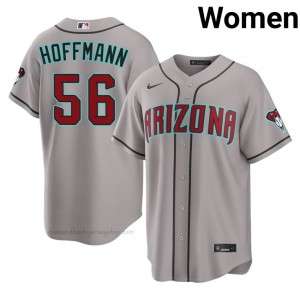 #56 Andrew Hoffmann Gray On-Field Style Baseball Jersey | Women Authentic Diamondbacks MLB Apparel B1c3QX34