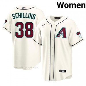 Women Curt Schilling #38 Arizona Diamondbacks Cream Elite Baseball Jersey| Embroidery Authentic OFJcN186