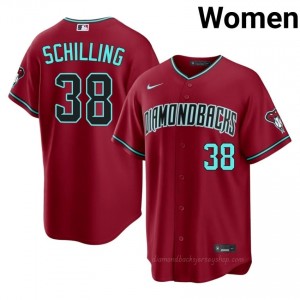 #38 Curt Schilling Crimson On-Field Style Baseball Jersey | Women Authentic Diamondbacks MLB Apparel 2mfiO388