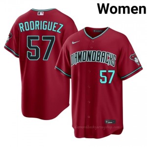 D-Backs Eduardo Rodriguez #57 Crimson Women Premium Jersey | MLB Collectible Baseball Uniform 55Dt2K24
