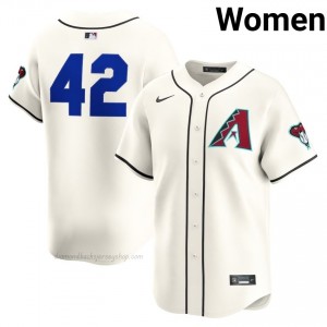 #42 Jackie Robinson Day Cream On-Field Style Baseball Jersey | Women Authentic Diamondbacks MLB Apparel v77BNC65