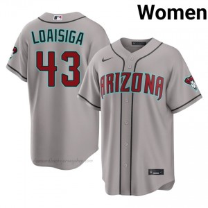 Jonathan Loaisiga #43 Gray Baseball Jersey | Women ARI Diamondbacks Premium MLB Uniform 5iHK6s77