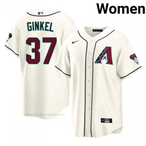 Women Kevin Ginkel #37 Arizona Diamondbacks Cream Elite Baseball Jersey| Embroidery Authentic UEUp0547