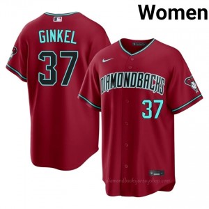 #37 Kevin Ginkel Crimson On-Field Style Baseball Jersey | Women Authentic Diamondbacks MLB Apparel 8yyv2H17