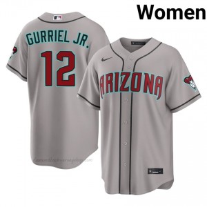 #12 Lourdes Gurriel Jr. Gray On-Field Style Baseball Jersey | Women Authentic Diamondbacks MLB Apparel I67nG838
