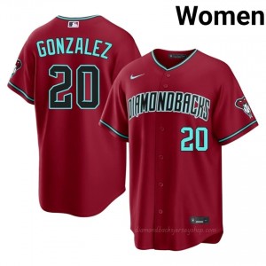 D-Backs Luis Gonzalez #20 Crimson Women Premium Jersey | MLB Collectible Baseball Uniform fMi03139
