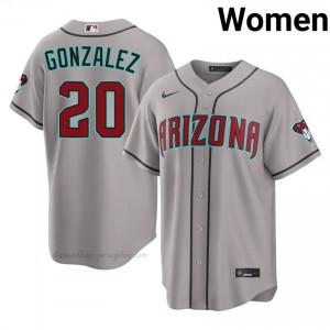 Women Luis Gonzalez #20 Arizona Diamondbacks Gray Elite Baseball Jersey| Stitch Authentic a1b53096