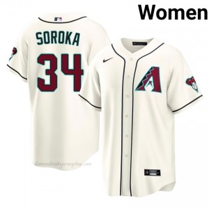 D-Backs Michael Soroka #34 Cream Women Premium Jersey | MLB Collectible Baseball Uniform j585R079
