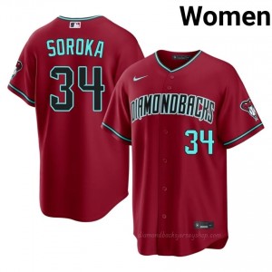 Michael Soroka #34 Crimson Baseball Jersey | Women ARI Diamondbacks Premium MLB Uniform Qb1Y7473