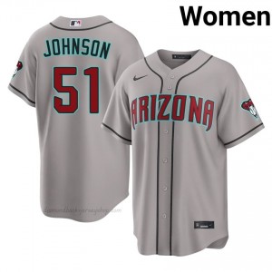 Randy Johnson #51 Gray Baseball Jersey | Women ARI Diamondbacks Premium MLB Uniform 126gyv48