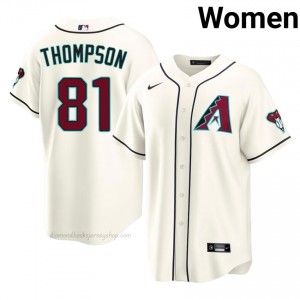 #81 Ryan Thompson Cream On-Field Style Baseball Jersey | Women Authentic Diamondbacks MLB Apparel 47488t76