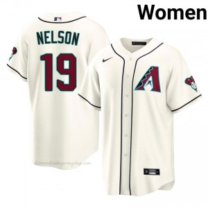 Women Ryne Nelson #19 Arizona Diamondbacks Cream Elite Baseball Jersey| Embroidery Authentic sR803468