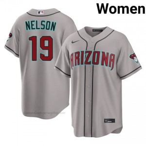 D-Backs Ryne Nelson #19 Gray Women Premium Jersey | MLB Collectible Baseball Uniform mh0d4526