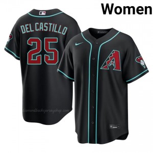 #25 Adrian Del Castillo Black On-Field Style Baseball Jersey | Women Authentic Diamondbacks MLB Apparel 43I1vy13