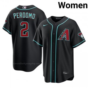 D-Backs Geraldo Perdomo #2 Black Women Premium Jersey | MLB Collectible Baseball Uniform 42BjW046