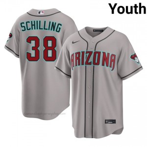 Youth Curt Schilling #38 Arizona Diamondbacks Gray Elite Baseball Jersey| Stitched Authentic Y4443T31