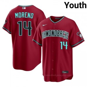 #14 Gabriel Moreno Crimson On-Field Style Baseball Jersey | Youth Authentic Diamondbacks MLB Apparel U4187D79