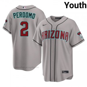 #2 Geraldo Perdomo Gray On-Field Style Baseball Jersey | Youth Authentic Diamondbacks MLB Apparel 622CEB25