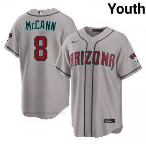 Youth James McCann #8 Arizona Diamondbacks Gray Elite Baseball Jersey| Stitched Authentic i578K416