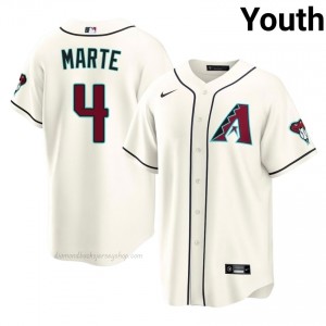 Youth Ketel Marte #4 Arizona Diamondbacks Cream Elite Baseball Jersey| Stitch Authentic 7363N511