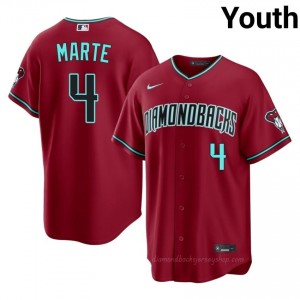 #4 Ketel Marte Crimson On-Field Style Baseball Jersey | Youth Authentic Diamondbacks MLB Apparel 7475sj93