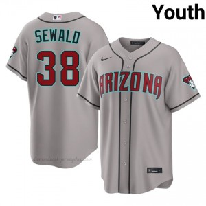 Youth Paul Sewald #38 Arizona Diamondbacks Gray Elite Baseball Jersey| Stitched Authentic 3Y6A7698