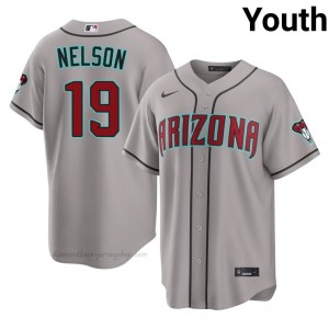 Youth Ryne Nelson #19 Arizona Diamondbacks Gray Elite Baseball Jersey| Stitched Authentic 0880et79