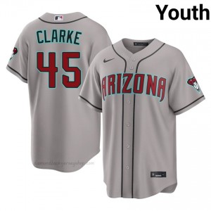 #45 Taylor Clarke Gray On-Field Style Baseball Jersey | Youth Authentic Diamondbacks MLB Apparel 55VN3619