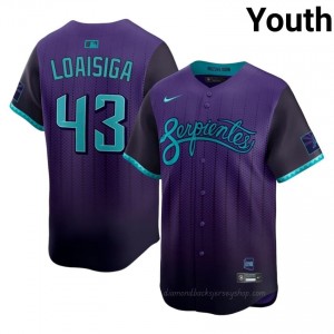 #43 Jonathan Loaisiga Purple On-Field Style Baseball City Connect Jersey | Youth Authentic Diamondbacks MLB Apparel ws30AS85