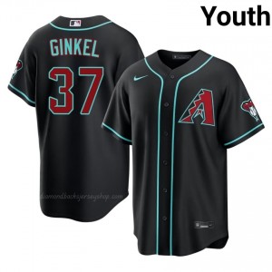 #37 Kevin Ginkel Black On-Field Style Baseball Jersey | Youth Authentic Diamondbacks MLB Apparel 3735Cd42