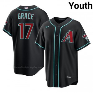 Youth Mark Grace #17 Arizona Diamondbacks Black Elite Baseball Jersey| Embroidery Authentic 2h5cN134
